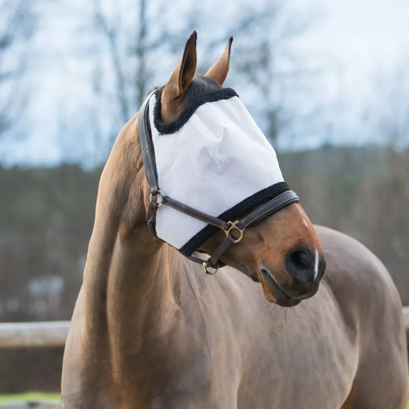 Authentique Masque anti-mouches Horze - Cheval - Noir / blanc