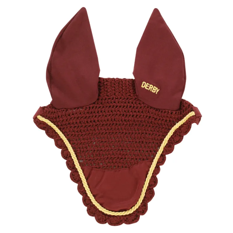Meilleur Choix Bonnet pour chevaux Derby en coton - Cheval - Bordeaux / or / bordeaux