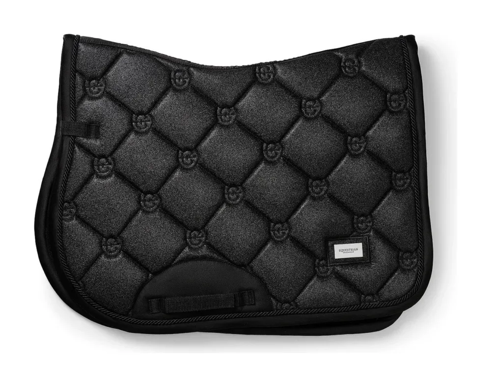 Tapis de selle Equestrian Stockholm jumping - Cheval - Tout noir scintillant Satisfait Ou Rembours