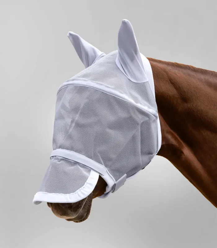 Remise Masque anti-mouche Waldhausen Premium protection oreilles et chanfrein arceaux - Cheval - Gris argent