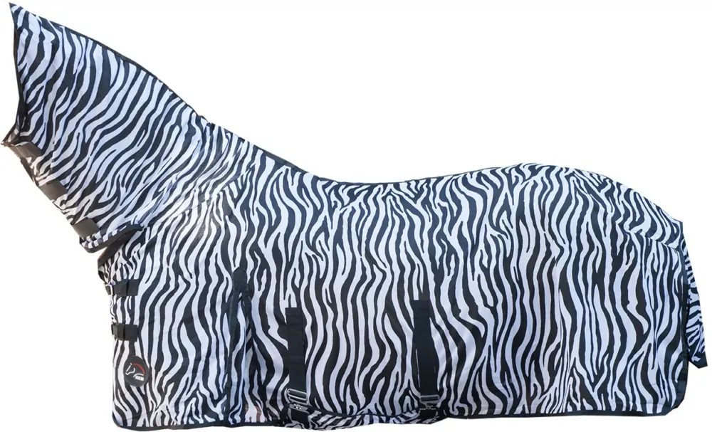Couverture et couvre-cou anti-mouches Zebra HKM - 125 cm - Blanc / noir Petit Prix