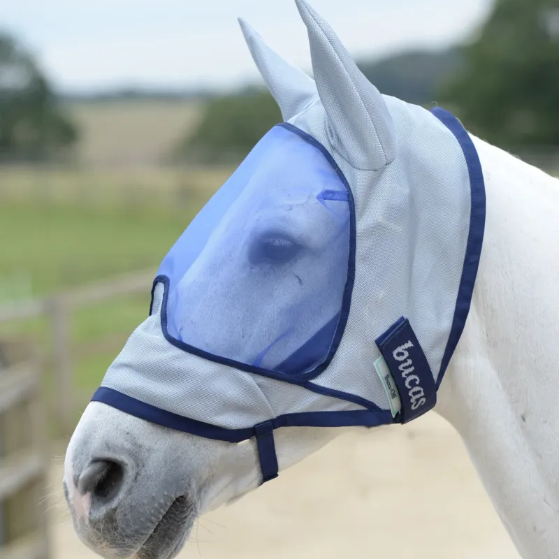 Affaire Saisir Masque anti-mouches Bucas Buzz-Off Deluxe avec oreilles - S - Bleu