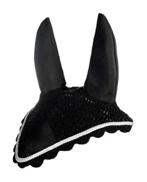 Prix Rduit Bonnet anti-mouches HKM en coton - Pur-sang - Noir / argent