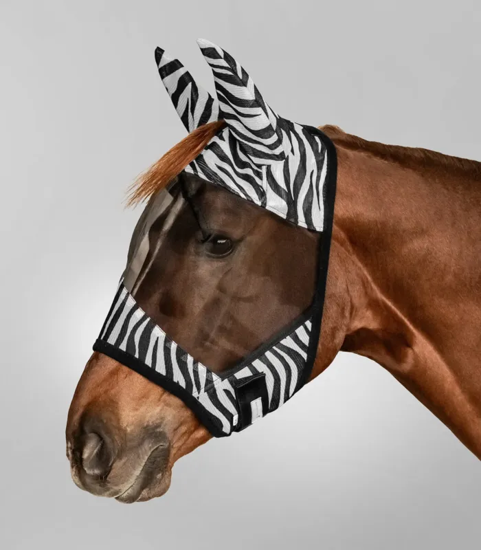Masque anti-mouches Waldhausen Zebra - Shetland - Noir / blanc Meilleur Choix