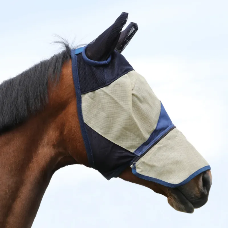 Masque Anti-Mouches en PVC avec Couvre-Oreilles et Zip Umbria Equitazione - XL - Tan Commander Vite