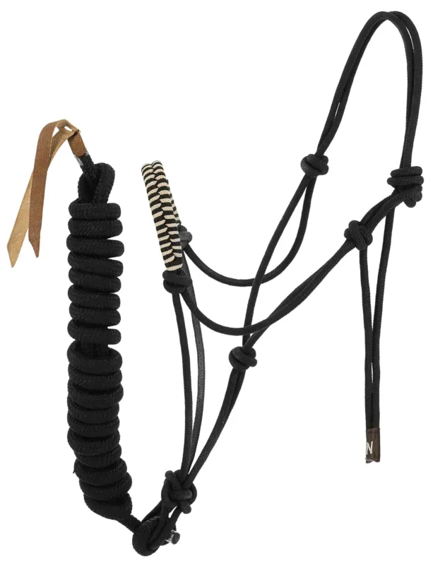 Seulement Aujourdhui Licol thologique + longe Norton Deco - Cheval - Noir / beige