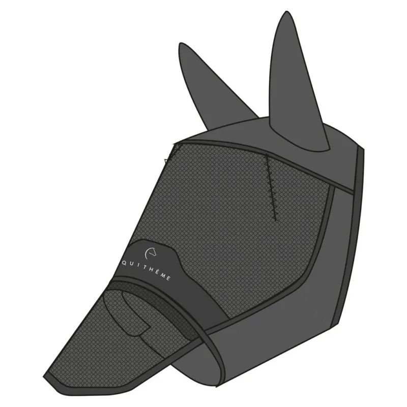 Promotion Saisonnire Masque anti-mouches anti-UV Equithme Mesh avec nez - M - Noir