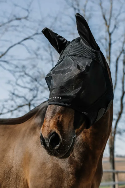 Masque anti-mouches anti-UV Equithme Mesh - L - Noir Nouvelle Collection
