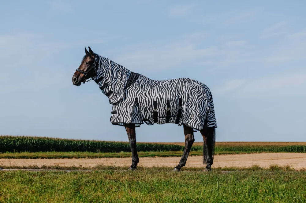 Rduction Couverture Riding World Belly Mesh Combo - 125 cm - Noir / blanc motif zbre
