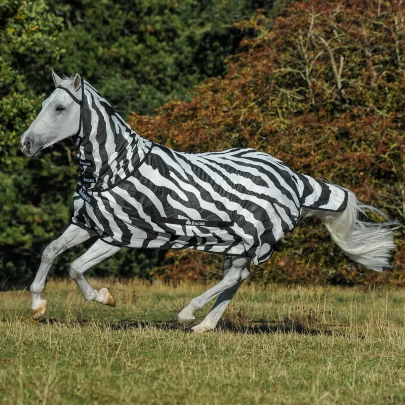 Couverture anti-mouches Bucas Buzz-Off Zebra Full Neck - 125 cm Soldes