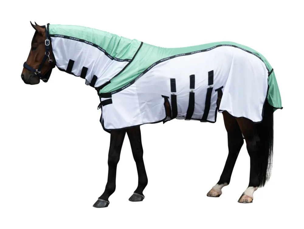 Couverture anti-mouches HKM Light - 155 cm - Vert / blanc Nouveaut