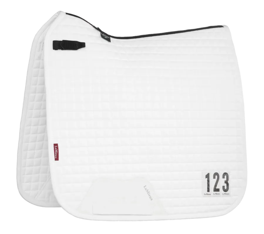 Promotion Tapis de selle Square Dressage LeMieux Comptition en coton - S / M - Blanc