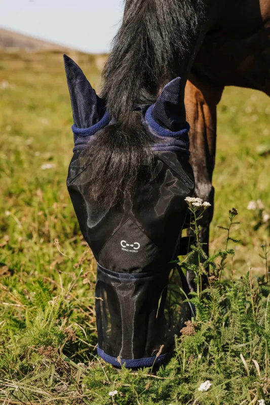 Bon March Masque anti-mouches Riding World First - Poney - Marine