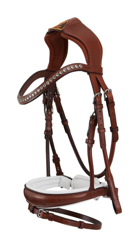 Bride en cuir roul Poesia Acavallo - Cheval - Cognac Offre Du Jour
