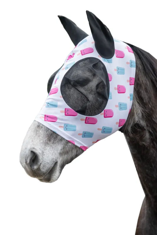 Masque anti-mouches HKM Ice Cream - Poney - Blanc / rose vif Marque