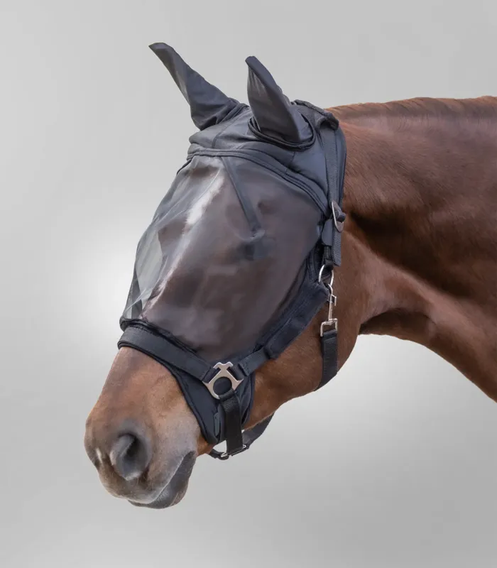 Masque anti-mouches Waldhausen pour licol Premium protection des oreilles - Cob - Noir Dernire Chance