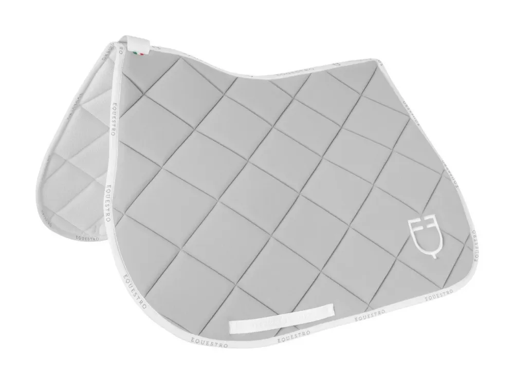Tapis de selle obstacle en tissu technique avec logo GP Equestro - Poney - Gris clair / blanc Prix Cass