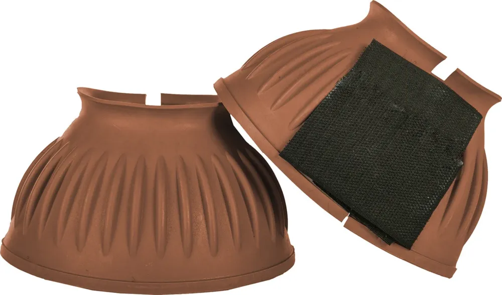 Cloches en caoutchouc fermeture velcro 1 paire HKM - L - Marron fonc Petit Prix