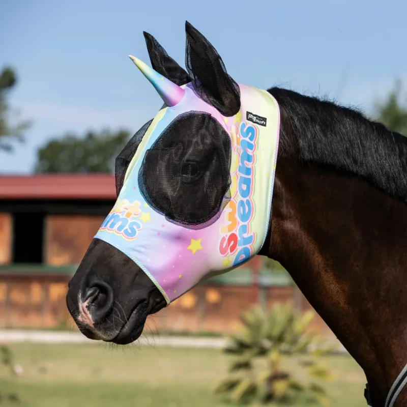 Solde Masque Anti-Mouches en Lycra avec Couvre-Oreilles et Motif Licorne Pro-Tech - M - Sweet dreams