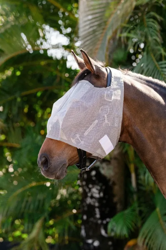 Satisfait Ou Rembours Masques anti-mouches Horseware Amigo sans oreilles - Cob - Argent / gris titanium / argent
