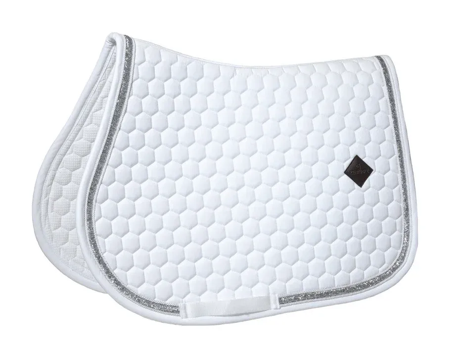 Tapis de Selle Glitter Band Jumping Kentucky - Cheval - Blanc / argent Prix Rduit