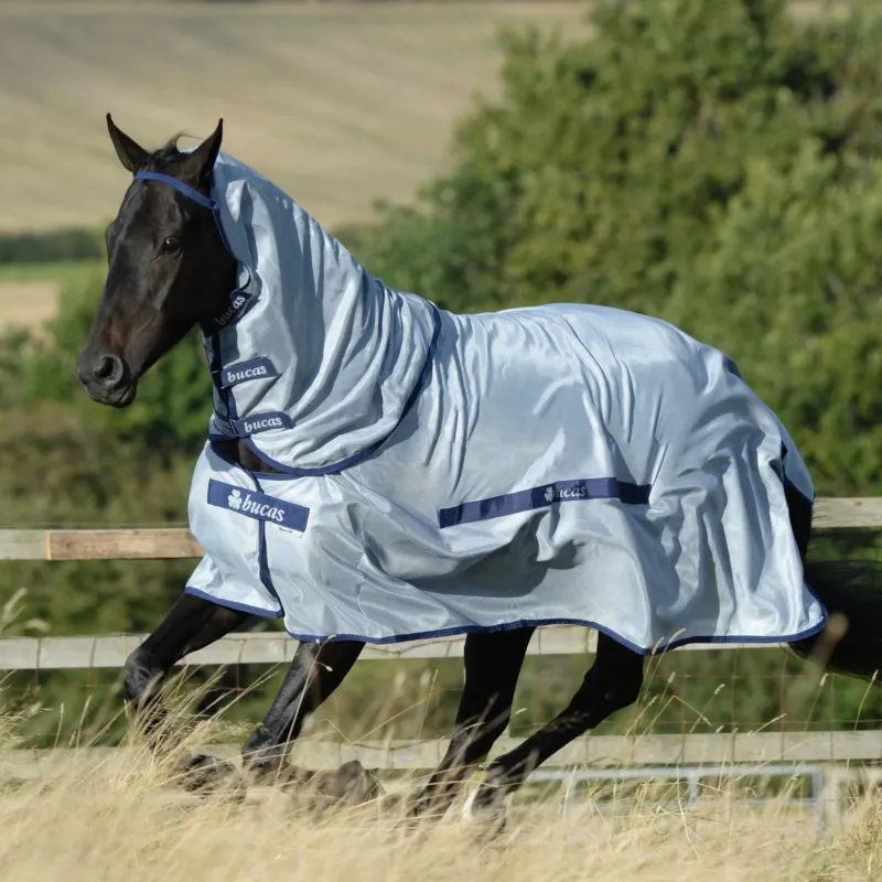 Seulement Aujourdhui Couverture anti-mouches Bucas Buzz-Off avec couvre-cou - 120 cm - Bleu