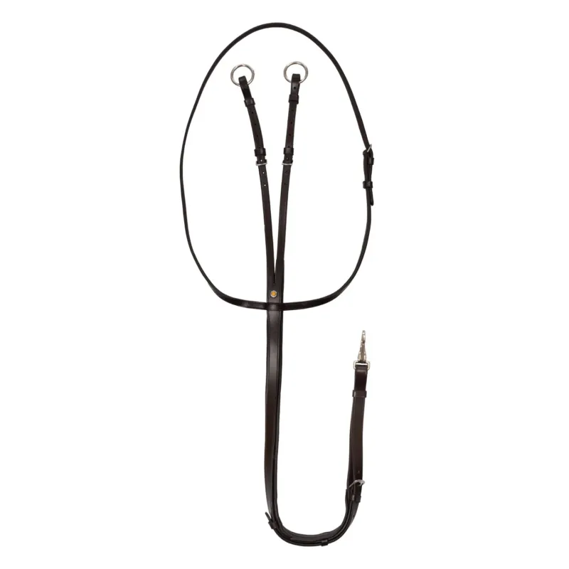 Martingale en cuir avec coutures argentes Equestro - Cheval - Marron fonc Expdition Rapide