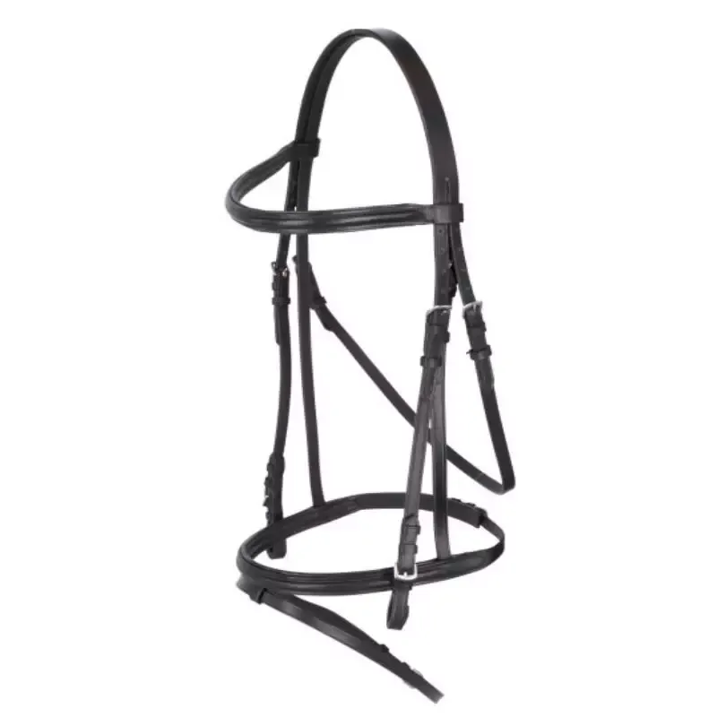 Promotion Bridon cheval de trait muserolle combine Stable Pro avec rnes - Grand cheval - Trait - Noir