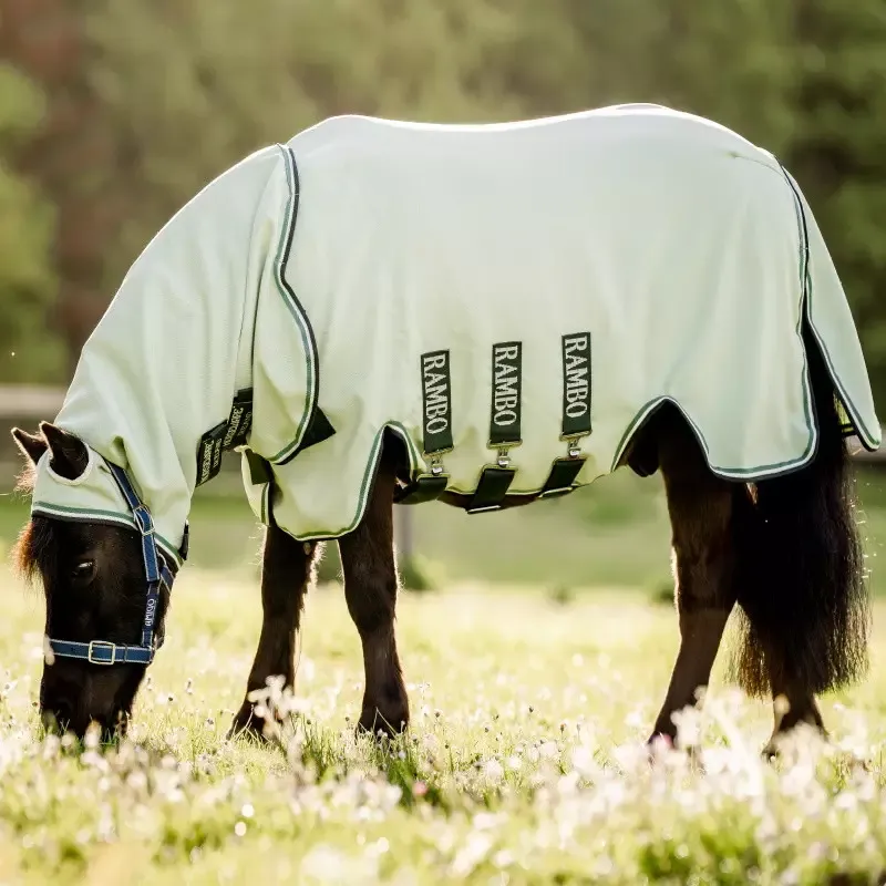 Commander Vite Chemise anti-mouche shetland dermite Rambo Petite Hoody Horseware - 55/2'9 - Vert/beige