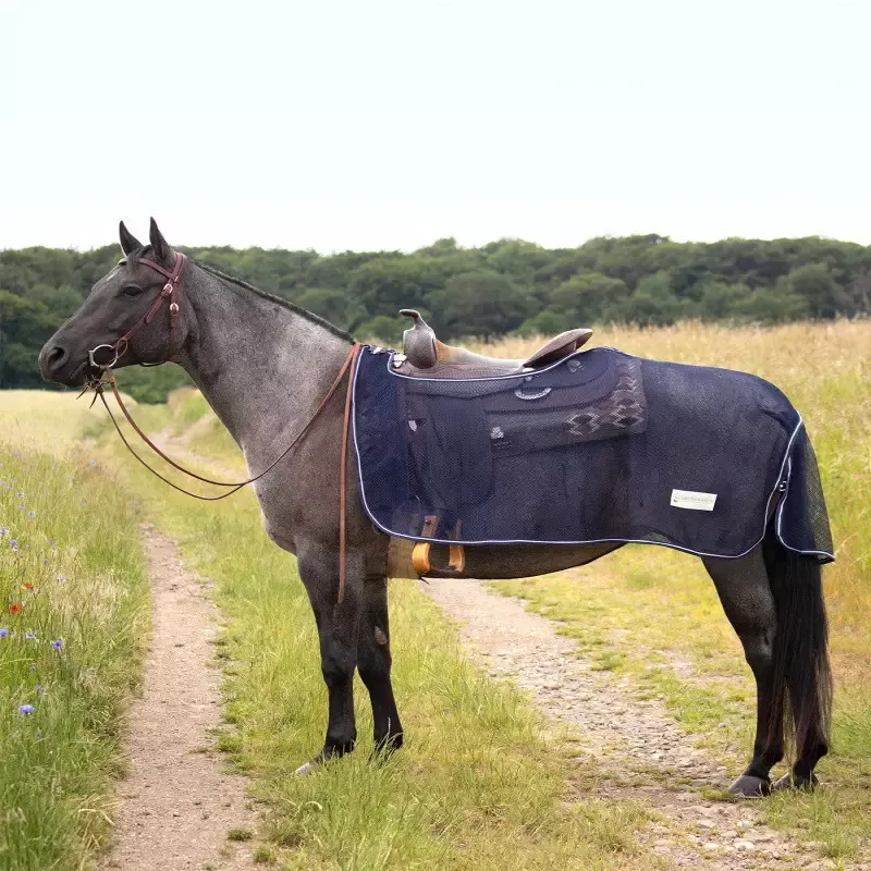 Livraison Gratuite Couvre-reins anti-mouche cheval Western Comfort Waldhausen - 155 cm - Marine