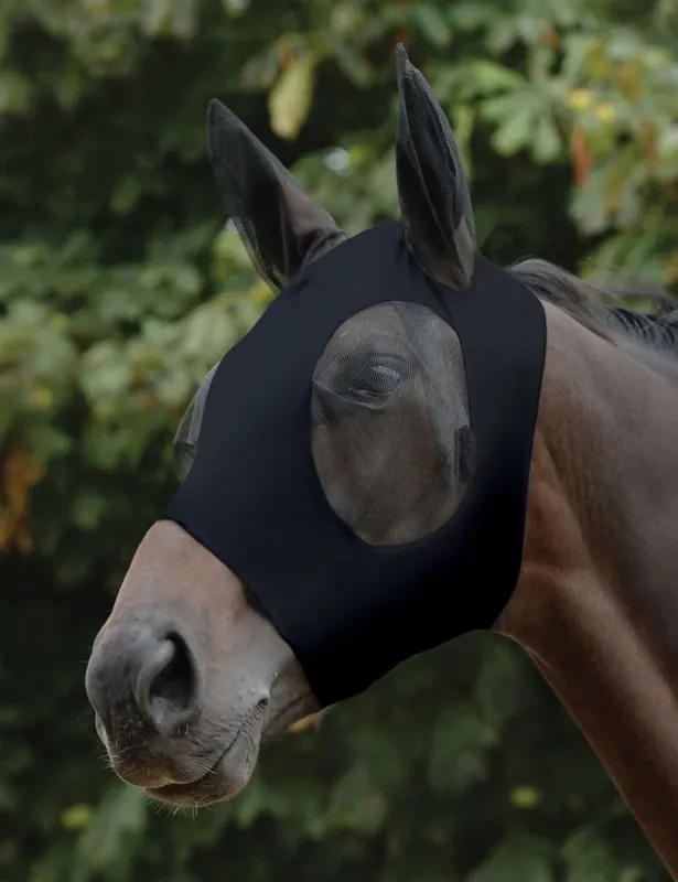 Masque anti-mouche Weatherbeeta en maille - Grand cheval - Noir / noir Satisfait Ou Rembours
