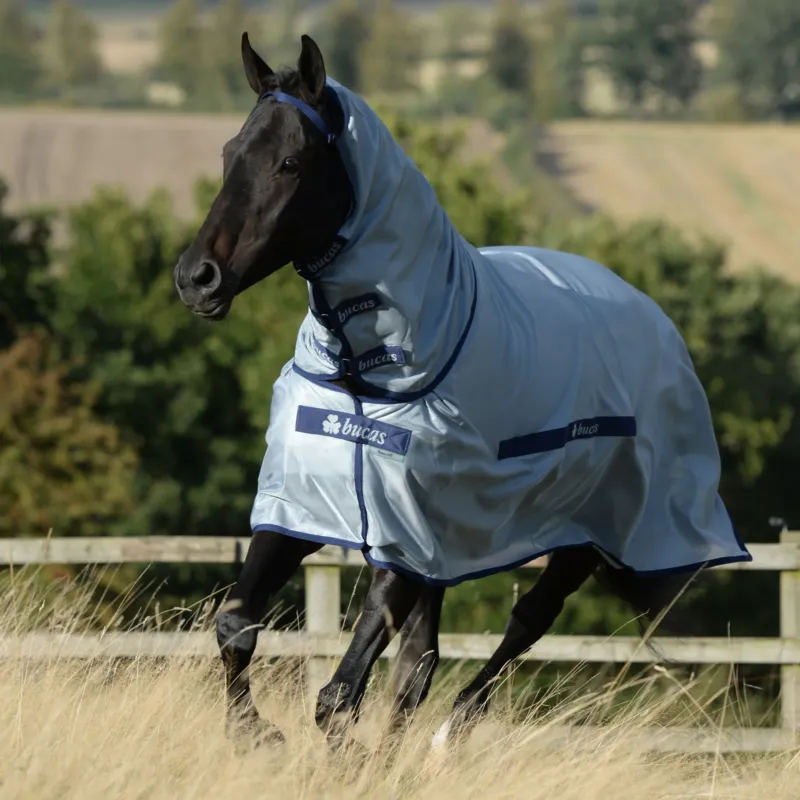 Meilleur Choix Couverture anti-mouches Bucas Buzz-Off Full Neck - 145 cm - Bleu