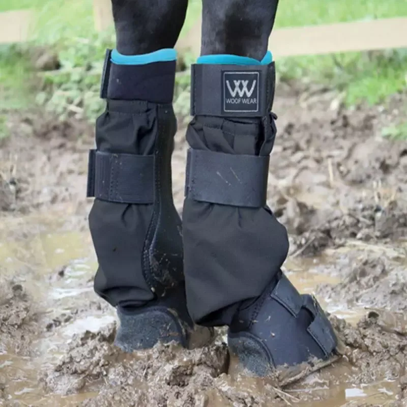 Gutre cheval boue Mud Fever Boot Woof Wear gale de boue - XL - Noir liser turquoise Commande En Gros