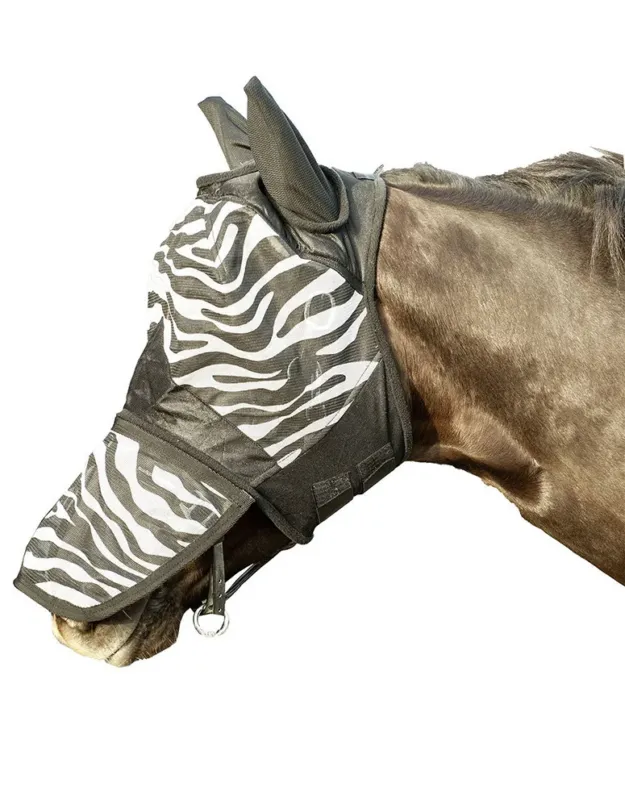 Haute Qualit Masque anti-mouches HKM Zebra protection naseaux - Shetland - Blanc / noir