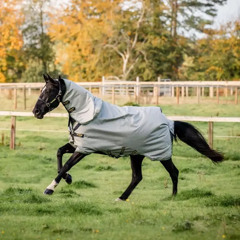 Prix Bas Couverture cheval Rambo Duo Bundle Turnout Horseware - 145 cm - Gris/Teal Or Marine JGTB