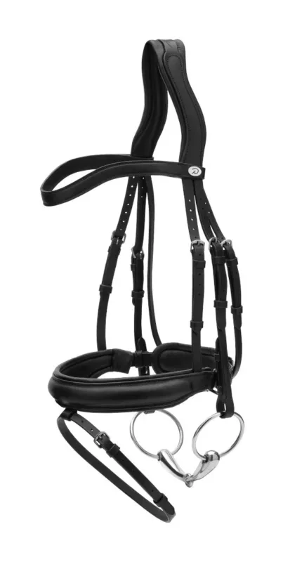 Bridon Muserolle Medium en Cuir Souple Dy'on - Cheval - Noir Offre Exclusive