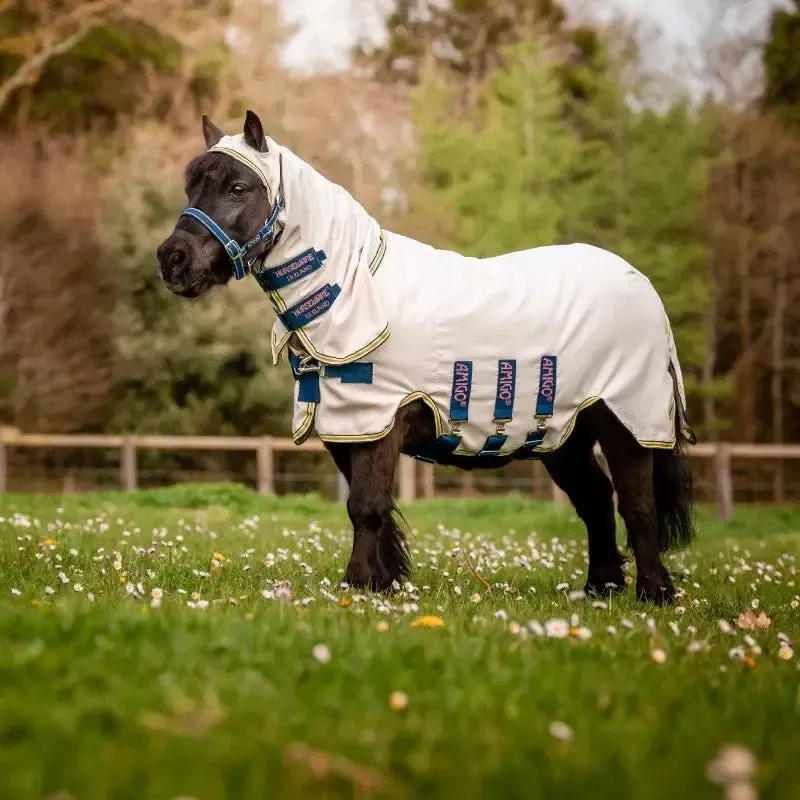 Satisfait Ou Rembours Chemise anti-mouche poney anti-UV shetland Amigo Petite Hoody Horseware - 65 cm - Gris/marine