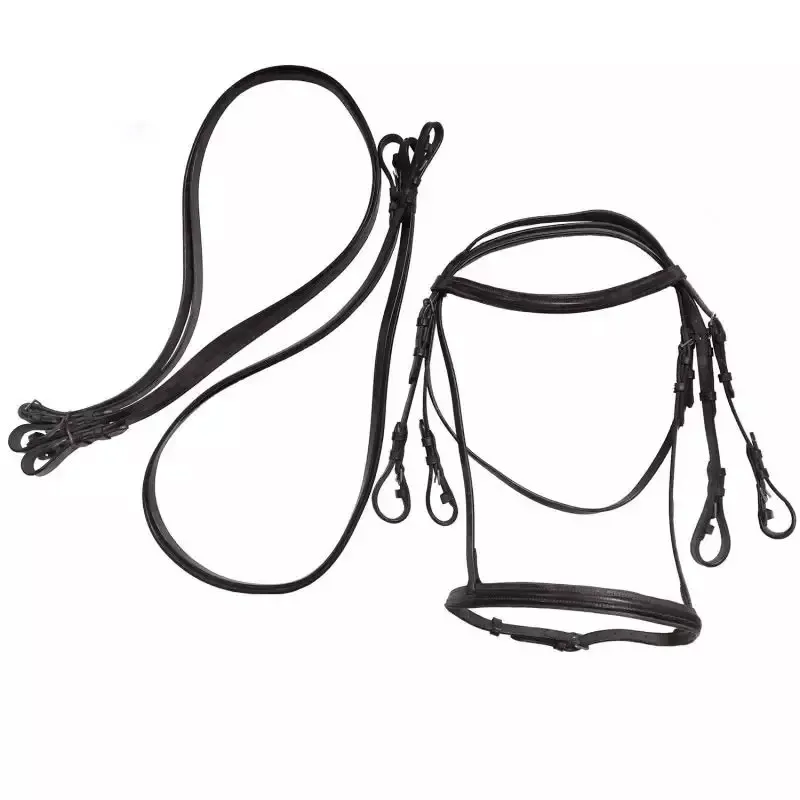 Bride cheval dressage double Cavalhorse - Cob/pur-sang - Noir Meilleur Choix