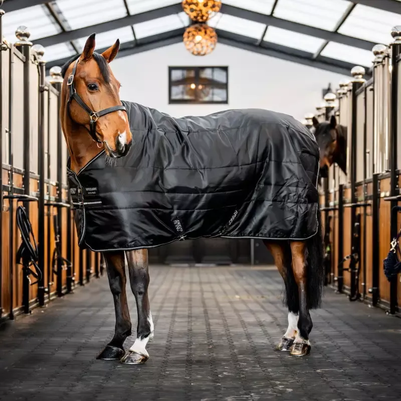 Couverture de box cheval Amigo Diamond Insulator 200g Horseware - 130 cm - Noir/Noir Argent Nouvelle Collection