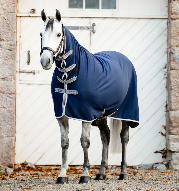Expdi Aujourdhui Chemise schante Horseware intgrale Amigo Jersey - 130 cm - Marine / gris titane / argent