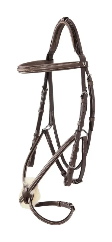 Prix Rduit Bride avec muserolle mexicaine et mouton synthtique Equestro - Cheval - Marron fonc
