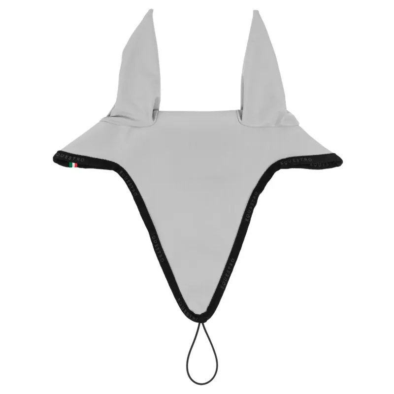 Vente Flash Bonnet anti-mouches en tissu technique avec attache au muserolle Equestro - Cheval - Gris clair / noir