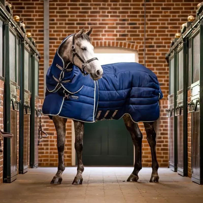 Seulement Aujourdhui Couverture de box cheval Rambo Optimo Plus 400g Horseware - 145 cm - Noir-tan-orange