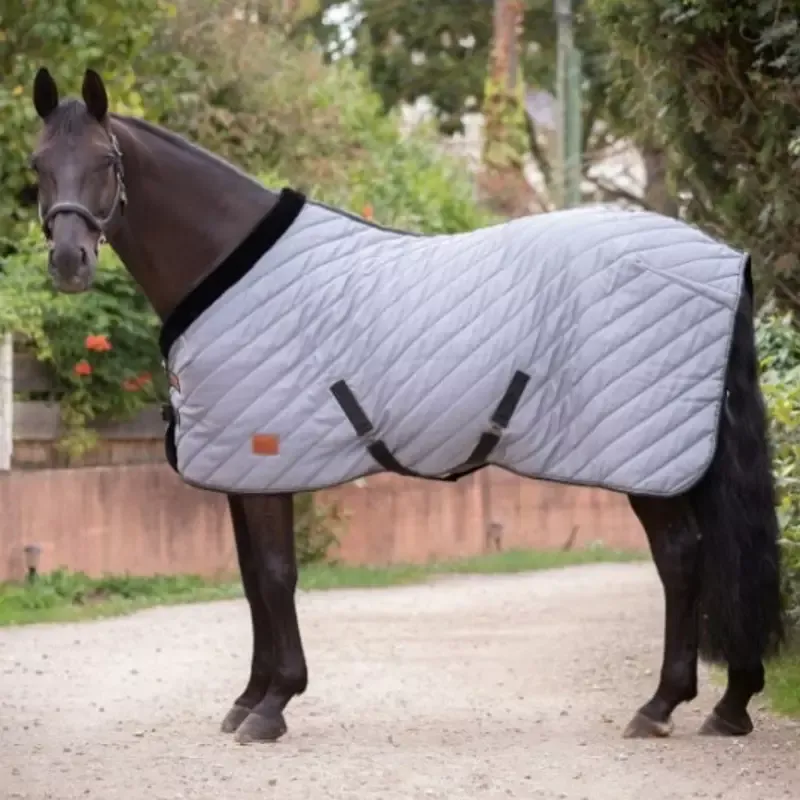 Soldes Couverture de box cheval Diagonal 200g Paddock Sports - 155 cm - Gris