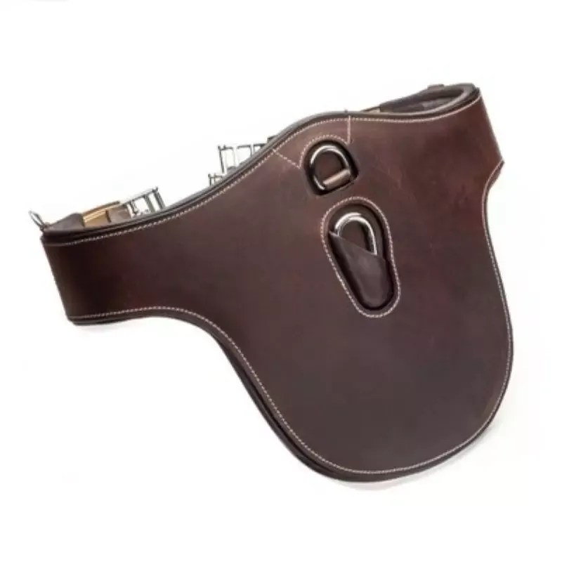 Sangle cheval bavette Evo cuir et mousqueton HFI Master - 100 cm - Brun Bon Plan