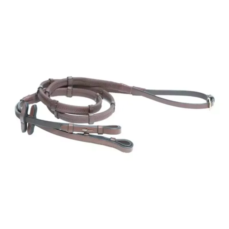 Rnes cheval Soft caoutchouc avec arrtoirs HFI Master - Poney - Brun Top Vente