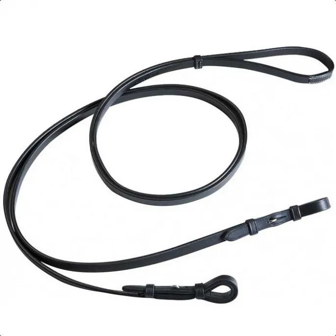 Rnes de bride cuir lisse 13 mm - Eric Thomas Pro - noir - cheval (full ) Achat Immdiat