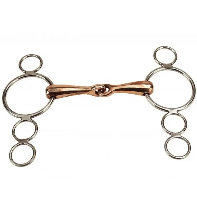Commande En Gros Mors cuivre Filet rglable Feeling 4 anneaux cuivre - 125 mm