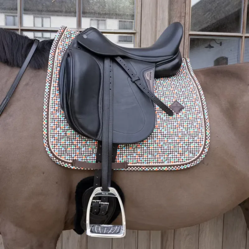 Marque para caballo Kentucky mantilla de doma Velvet Pied-de-Poule - Navy/Colourful