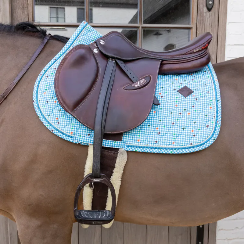 Retour Gratuit para caballo Kentucky mantilla de salto Velvet Pied-de-Poule - Light Green/Colourful / Pony